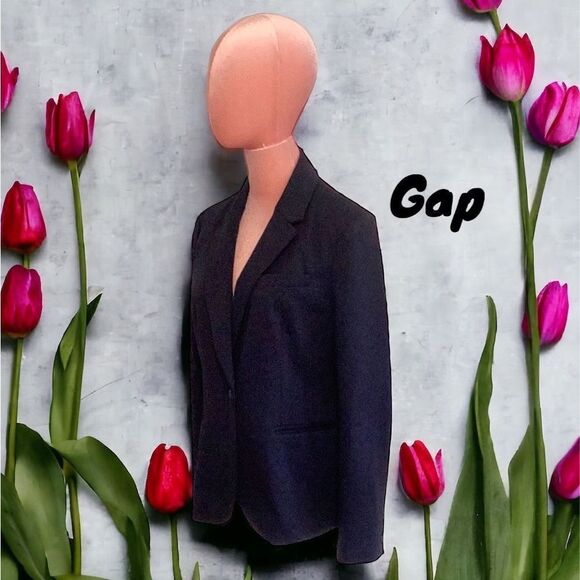 GAP WOMENS BLAZER COAT JACKET NAVY BLUE SIZE 8 - Picture 2 of 6
